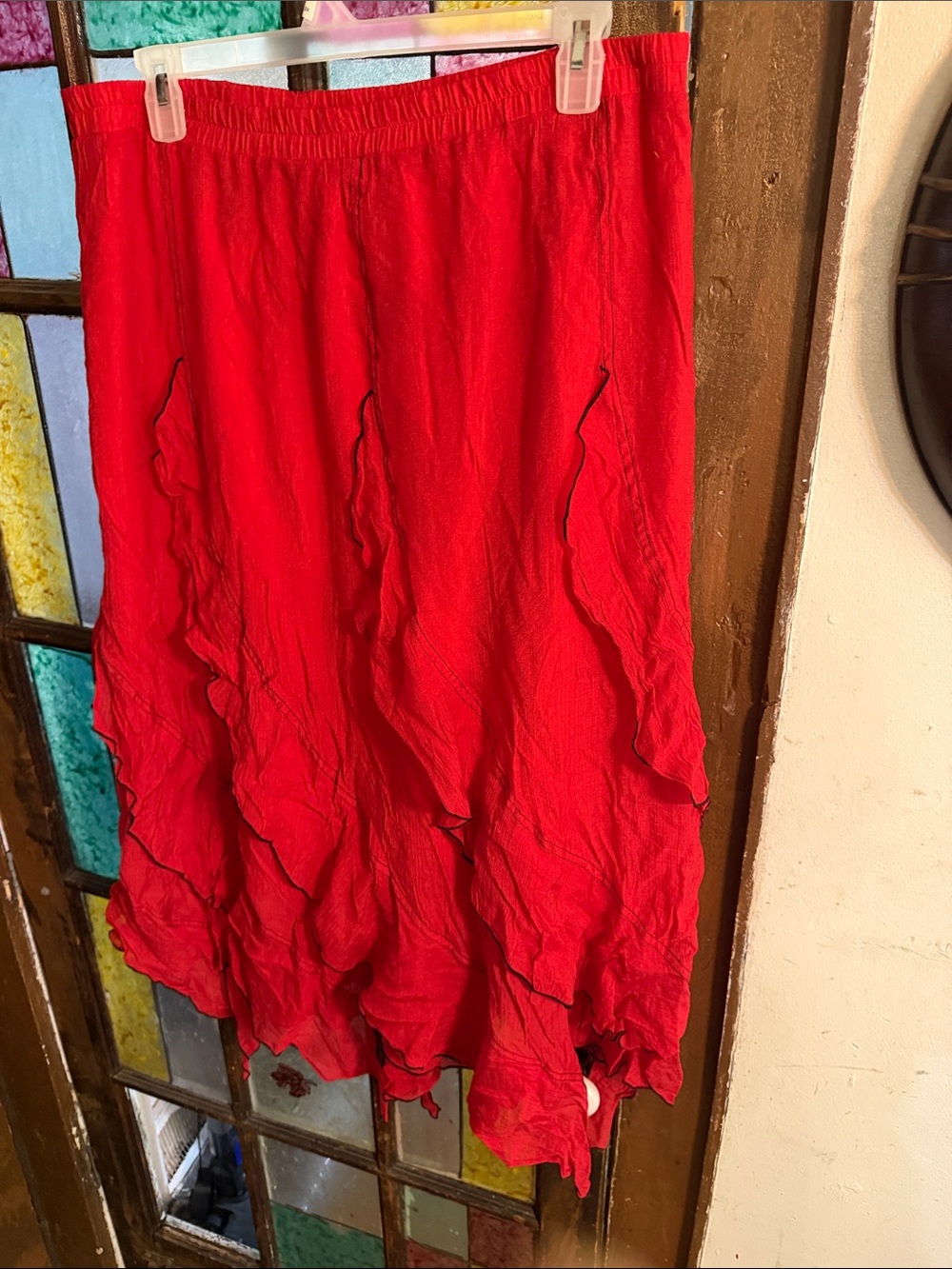 Ashro Red Ruffle A-Line Skirt